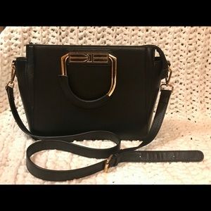 Black faux leather bag